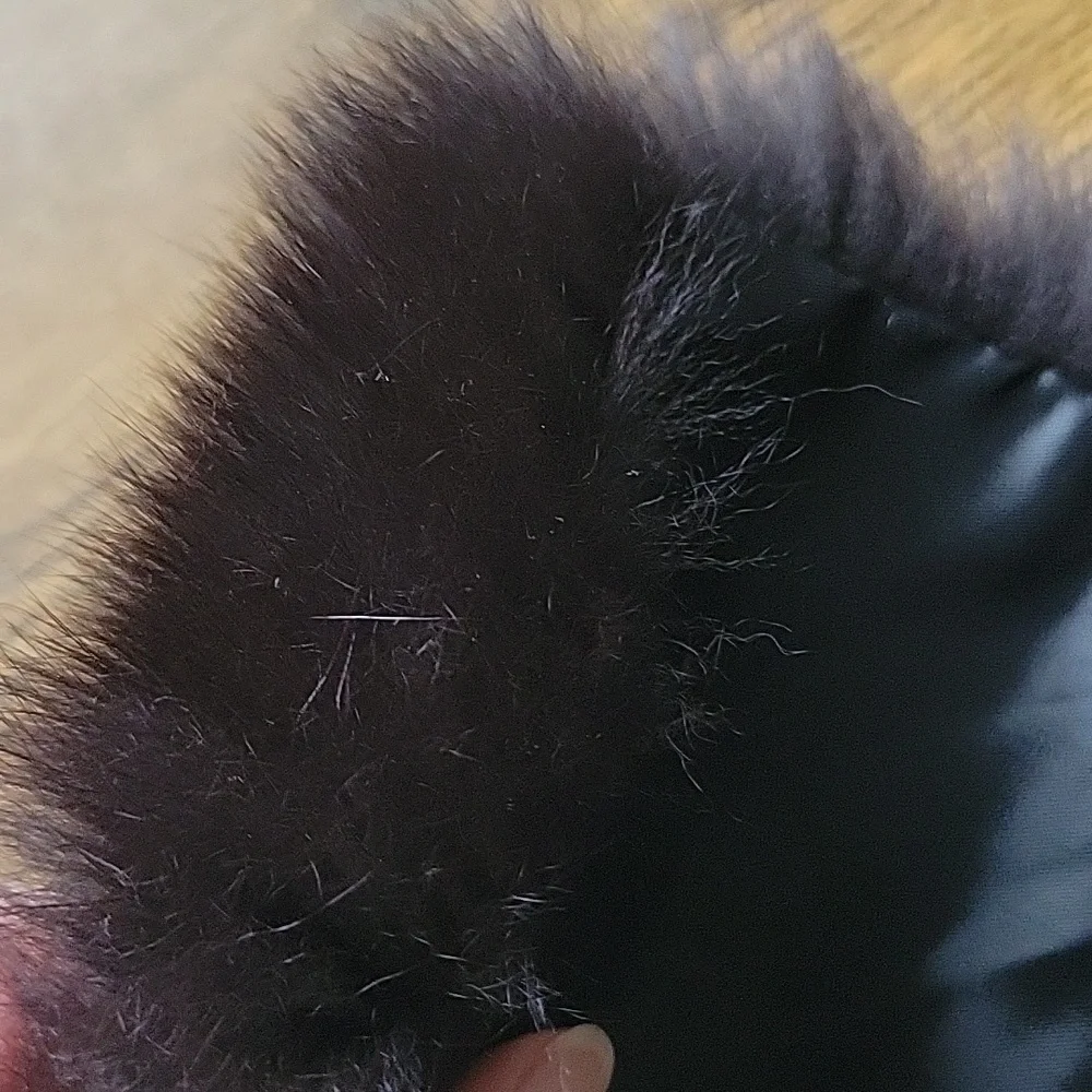 Black Fox Genuine Fur Detachable Jacket Coat Button Collar 23